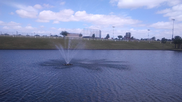 Water fountain in a Texas lake