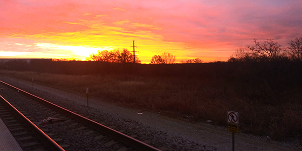 Sunset on the train tracks